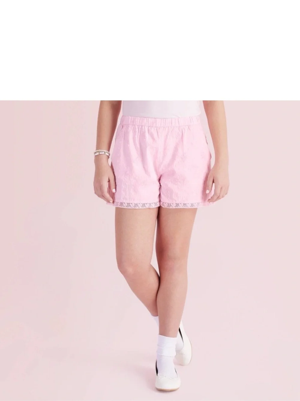 Willa Alouette Rose Embroidery Lace-Trim Shorts from LoveShackFancy x Target